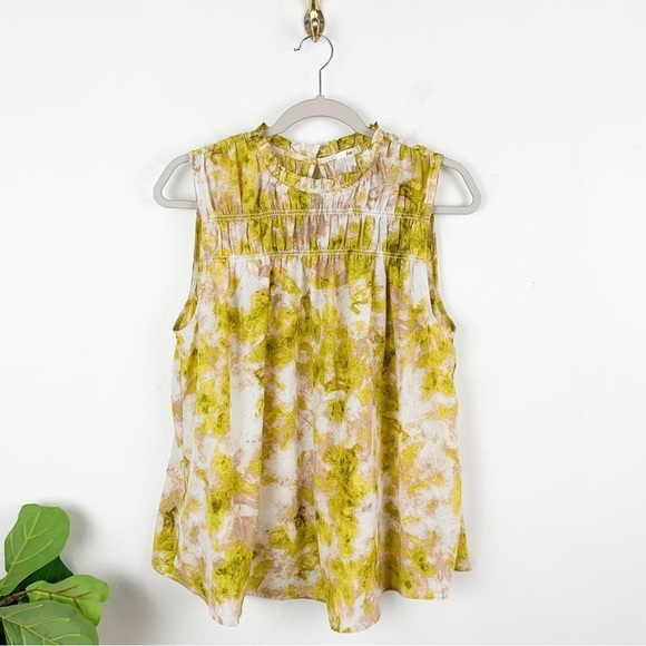 Joie Yellow Baltic Floral Print Sleeveless Top Sz L - Picture 2 of 8